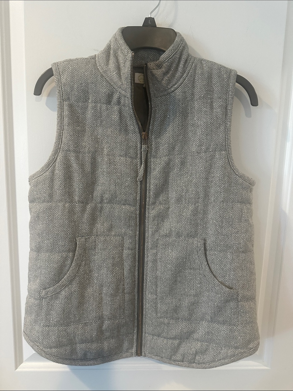 Mud Pie Gray Herringbone Quilted Vest